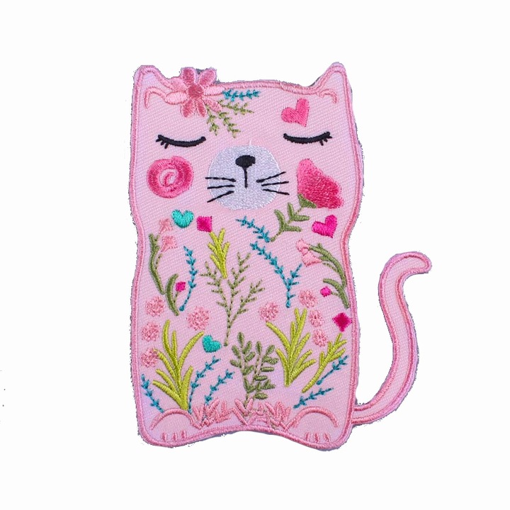 Petic textil brodat Povestea lui Miau, 10x7.6 cm