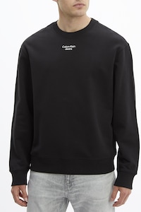 CALVIN KLEIN JEANS, Bluza sport cu decolteu la baza gatului, Negru, 2XL
