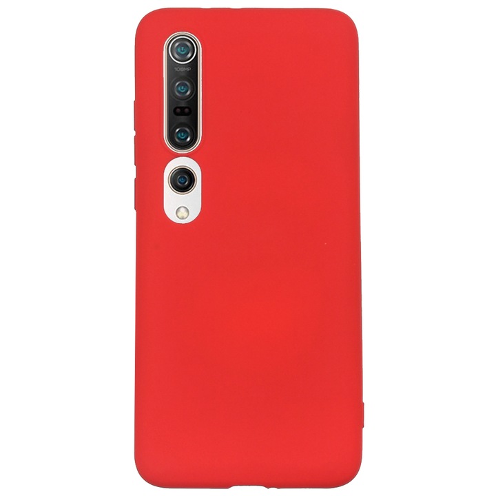Капак SILKASE за Xiaomi Mi 10 Pro, мек силикон, червен цвят
