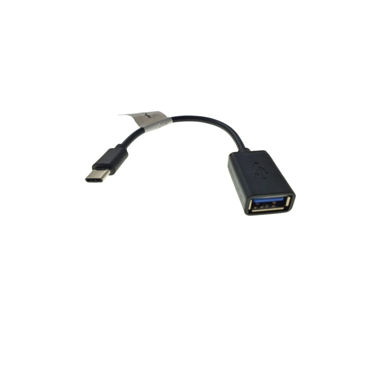 Cablu OTG, conectori USB-C tata, USB-B mama, 15 cm, Negru