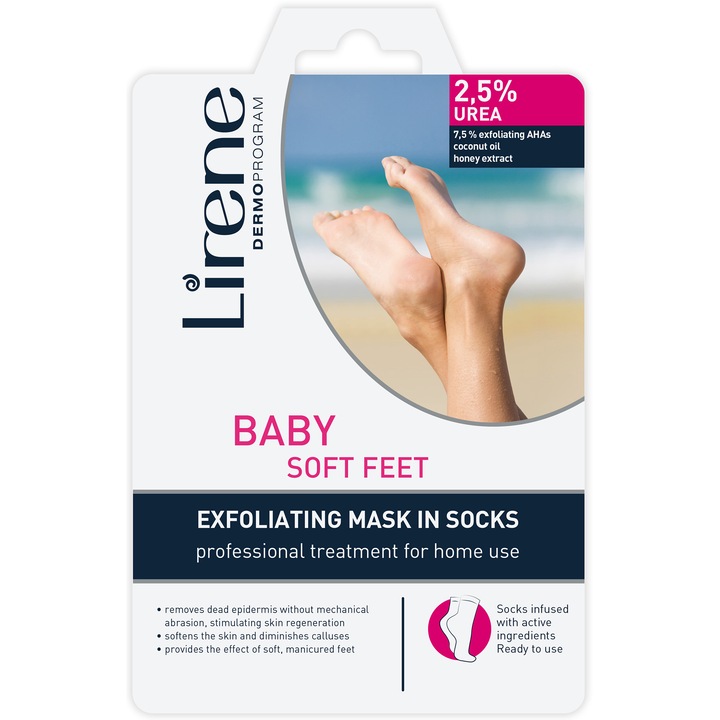 Ексфолиращи чорапи Baby soft feet Lirene, 2.5% урея