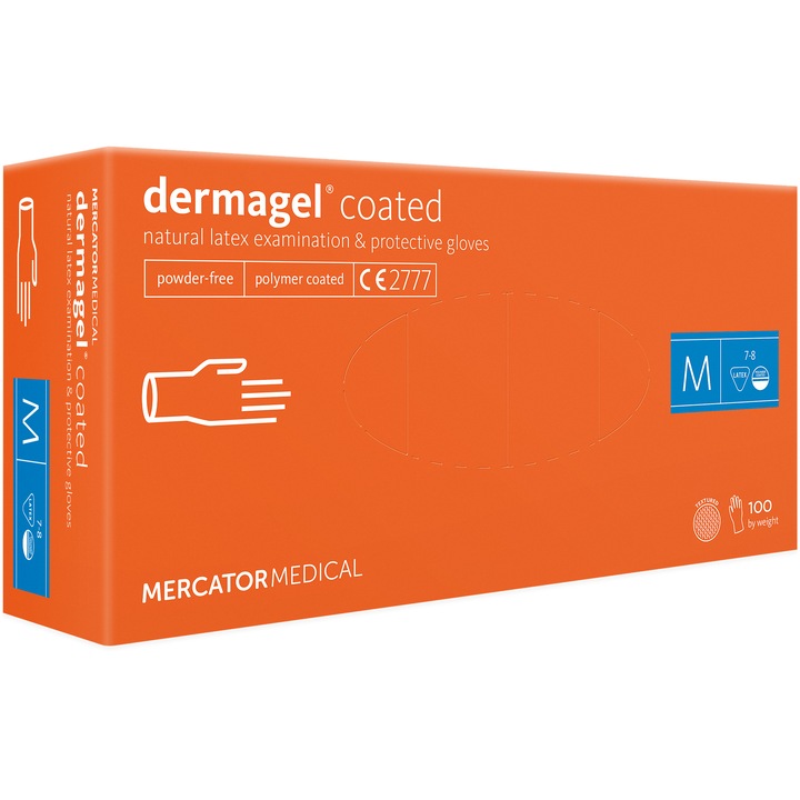 Ръкавици еднократни латекс без пудра Dermagel, M, бял, 100 броя кутия