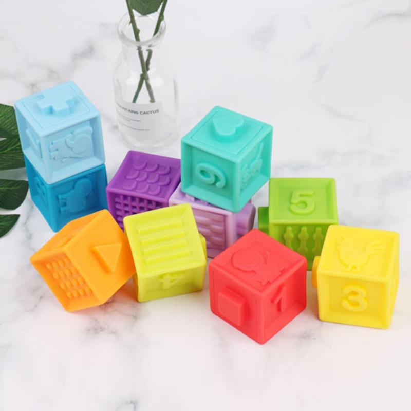 Set 10 Cuburi Moi din Silicon pentru Bebelusi - eMAG.ro