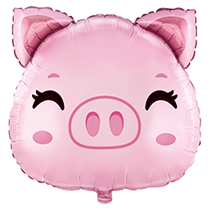 Balon minifigurina, cap purcelus, 30 cm, multicolor