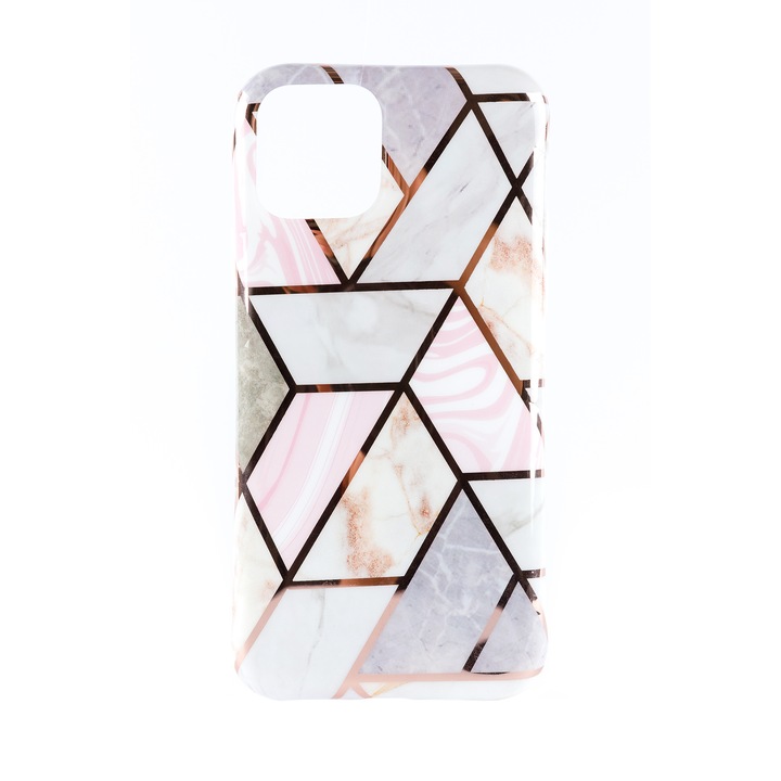 Husa de protectie AlianX Iphone 11 Pro Max si PopSockets, Marmura multicolora