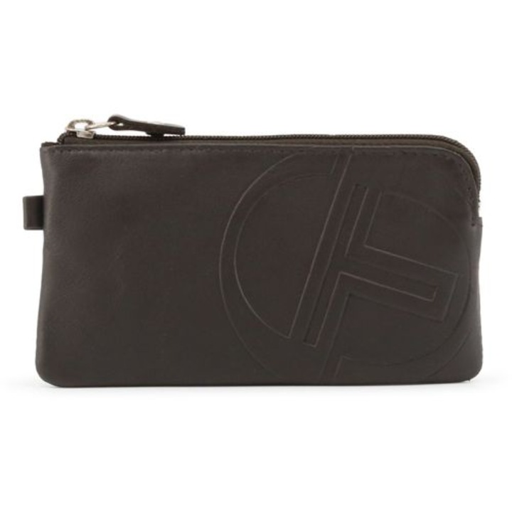 Дамски мини портфейл от естествена кожа Sergio Tacchini, Ключодържател, 13 x 8 x 1 см, Кафяв