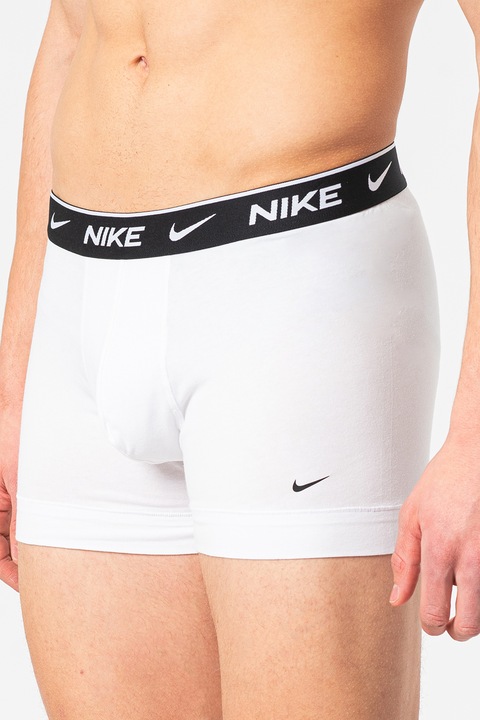 Nike, Set de boxeri cu banda logo in talie - 3 perechi, Alb, M