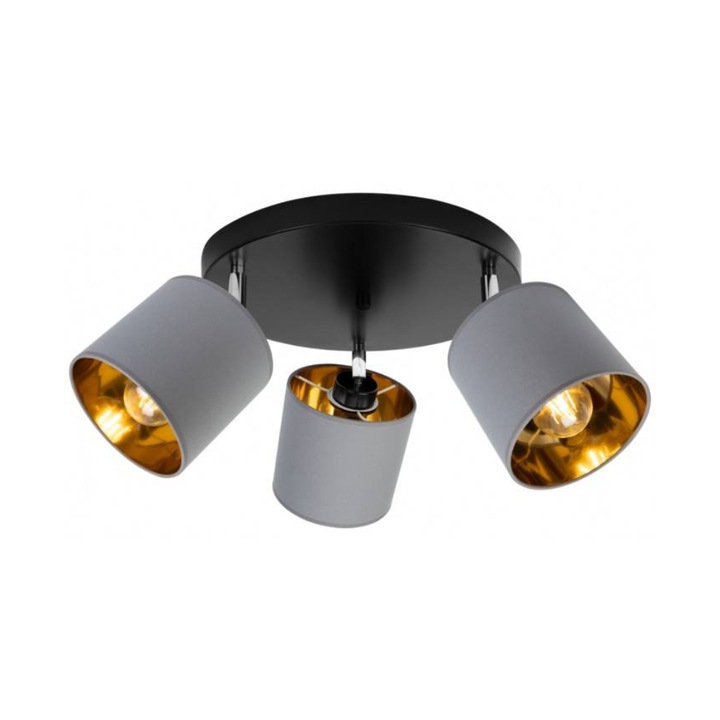 Регулируем плафон GAMA, Light Home, Текстил/Метал, E27, 50x30 см, Черен/Сив