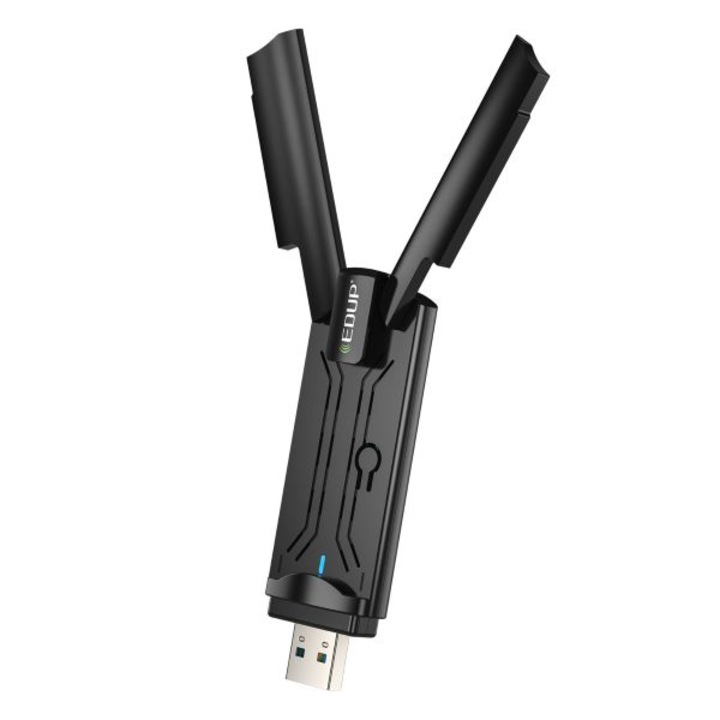 Безжичен адаптер EDUP EP-AX 1696S, AX1800, WiFi 6, USB 3.0, Dual band, OFDMA, MU-MIMO, черен