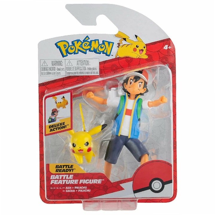 Szett Figurák Pokemon Battle Feature Wave 10, Ash, Pikachu, 11 cm
