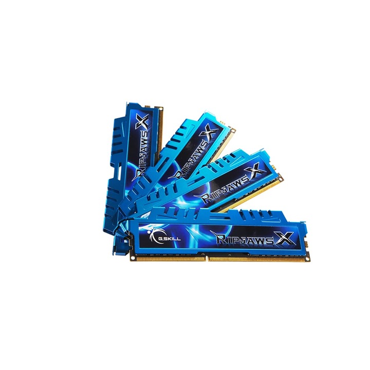 Memorie G.SKILL RipjawsX Blue 32GB (4x8GB) DDR3 1600MHz CL9 Quad Channel Kit