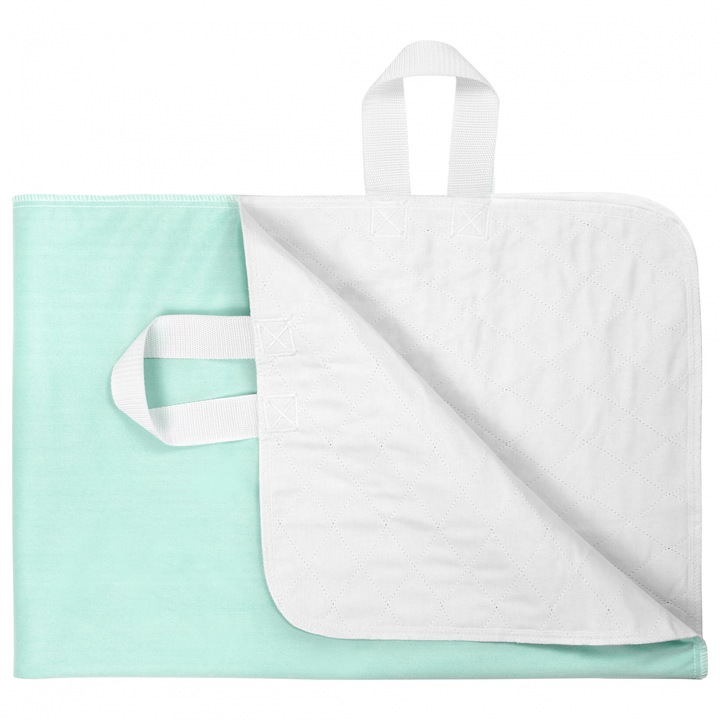 FizioTab® Nedvszívó lepedő fogantyúval, matracvédelem betegalátét, inkontinencia betegek számára, újrafelhasználható, mosható, 130 X 90 cm, Zöld