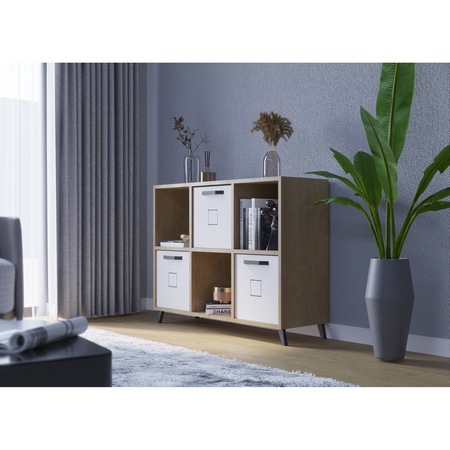 Comoda Kring Transformer, 112x35x87 cm , 3 usi , culoare sonoma-alb