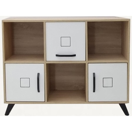 Comoda Kring Transformer, 112x35x87 cm , 3 usi , culoare sonoma-alb