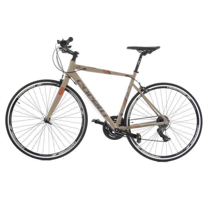 Bicicleta de asfalt 700c Corelli Fit Bike 1.0, transmisie Shimano, cadru 52cm, frane Promax, Maro - Portocaliu