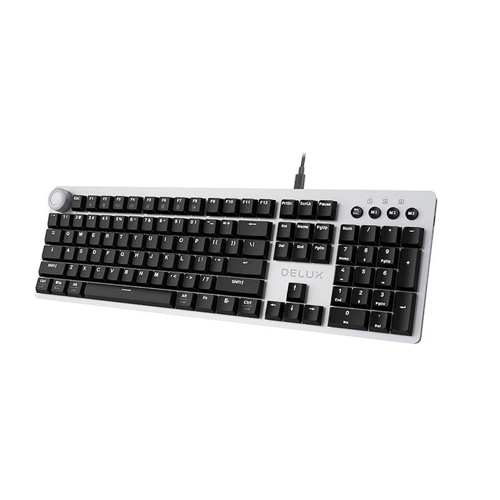 Tastatura gaming mecanica Delux K100US cu fir de 1.6m, conexiune USB-C, iluminata, Cablu 1.6m inclus, Gri