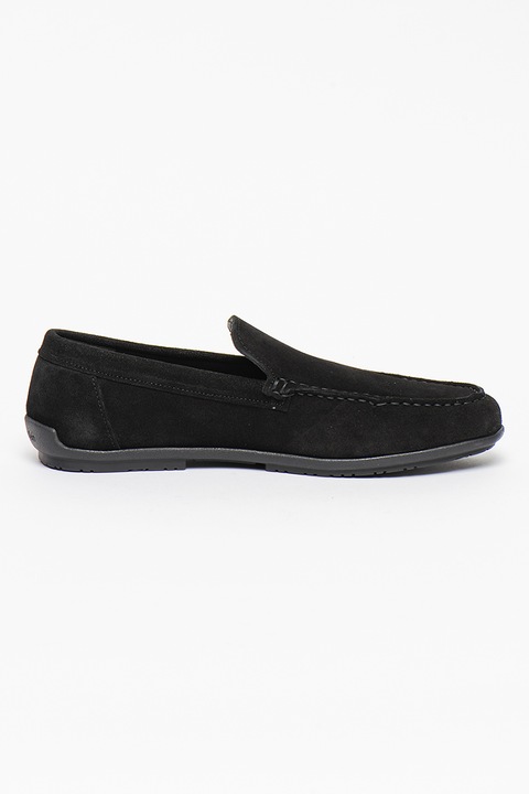 CALVIN KLEIN, Mocasini de piele intoarsa cu varf rotund, Negru, 41