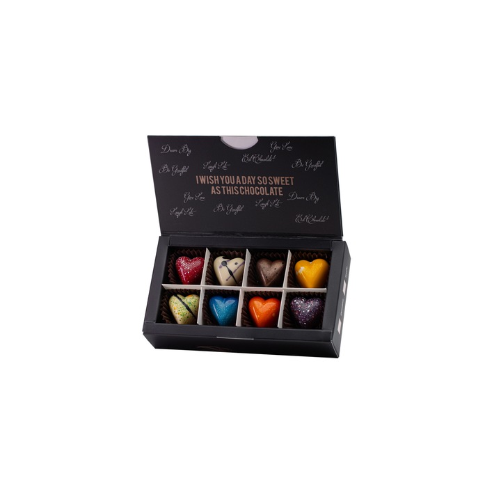Praline artizanale ciocolata belgiana Love Ingres, forma de inimioare, 80 gr