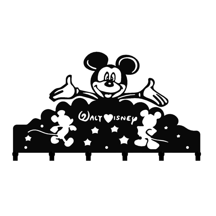 Закачалка за ключове SCUT PROTECTION SRL Mickey Mouse, 6 куки, 25 x 25 см, черен