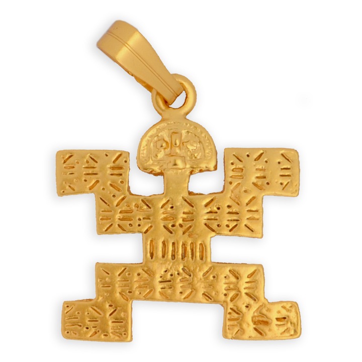 Pandantiv Cacique seful comunitatii, cultura Tolima, 2.57 cm, placat cu aur de 24 K, lungime 2.57 cm