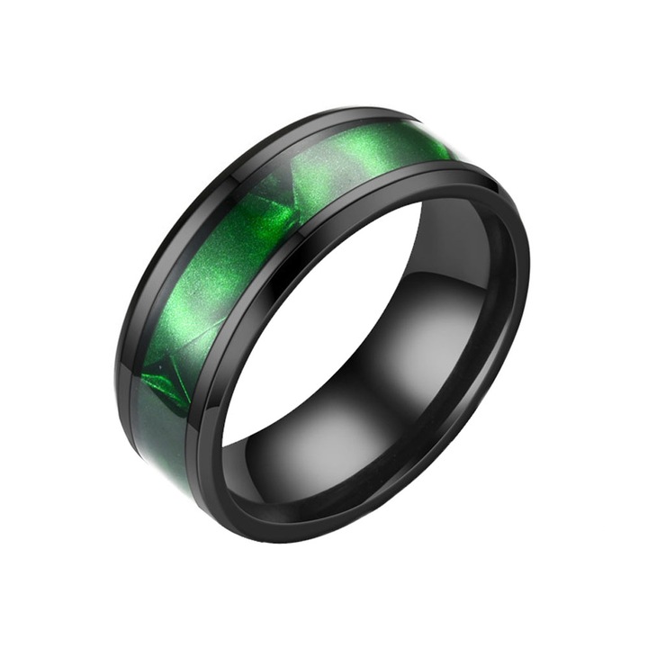 Inel din inox, Sic Moda, Negru, US, Verde