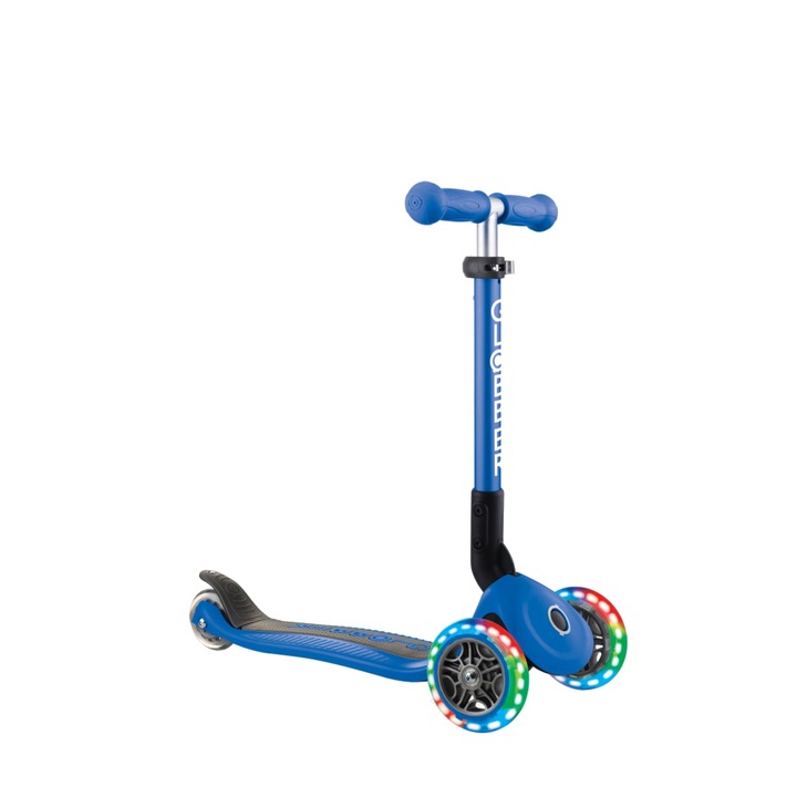 Globber Junior Összecsukható roller, világítós, kék