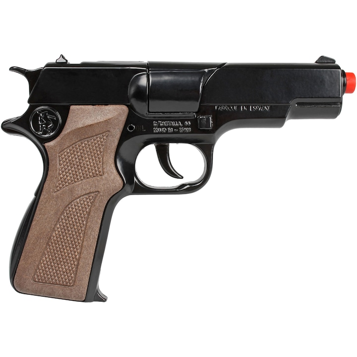 Pistol cu capse Gonher - Pistol politie metalic, negru, 8 capse, 19 cm