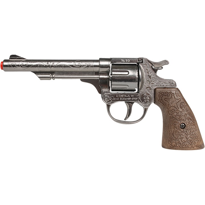 Pistol cu capse Gonher - Revolver Cowboy, otel, 8 capse, 12 cm