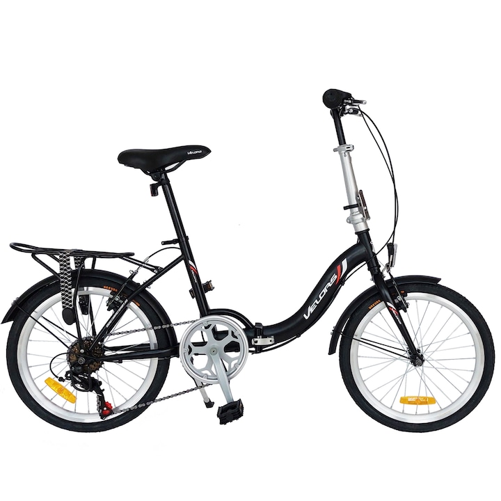 Сгъваем велосипед с 20" колела, оборудване Shimano, въртяща се дръжка, V-Brake, багажник, 7 скорости, черен/бял/червен, сгъваем велосипед Velurs Advantage 2 Unisex