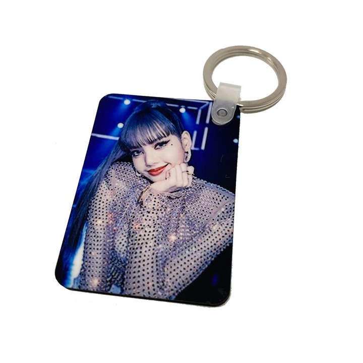 Breloc personalizat kpop blackpink lisa, bleumarin, 4x5 cm