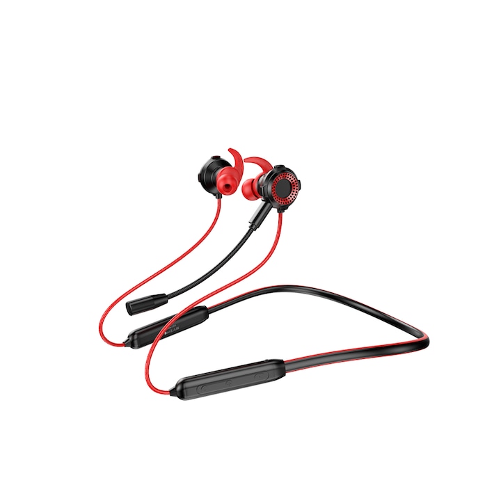 SOHO Sport fülhallgató, Bluetooth 5.0, Bass Boost, Kiváló minőségű, fekete/piros