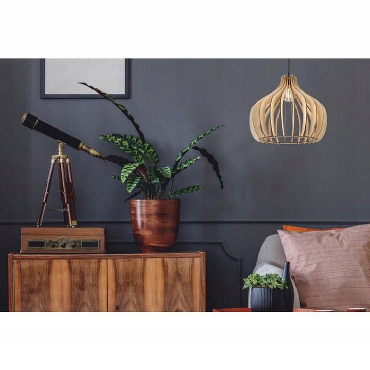 Pendul modern, Light Home, Metal/Lemn, 110 cm, E27, Negru/Maro