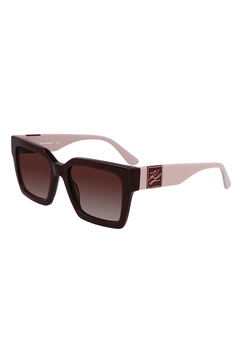 Karl Lagerfeld, Квадратни слънчеви очила с градиента, 52-19-140 Standard, Прашно розово/Тъмновиолетов