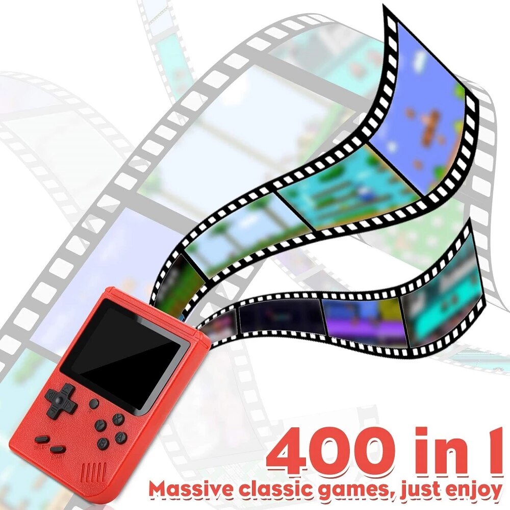 Consola SYNO Game Box, 400 jocuri, rotita volum, ecran LCD de 3.0", cablu AV pentru conectare televizor, incarcare Micro-USB, multiplayer jocurile copilariei, portabil, Rosu