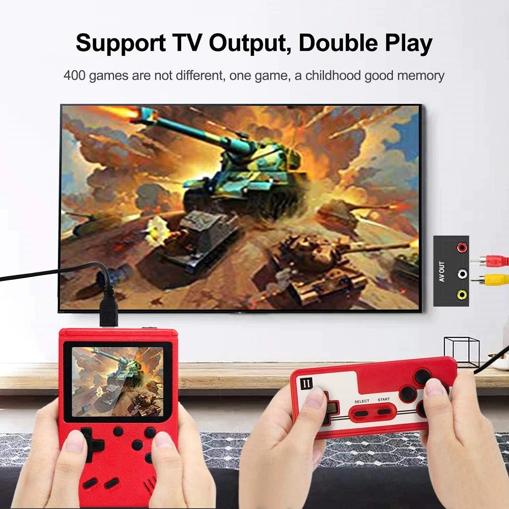 Consola SYNO Game Box, 400 jocuri, rotita volum, ecran LCD de 3.0", cablu AV pentru conectare televizor, incarcare Micro-USB, multiplayer jocurile copilariei, portabil, Rosu
