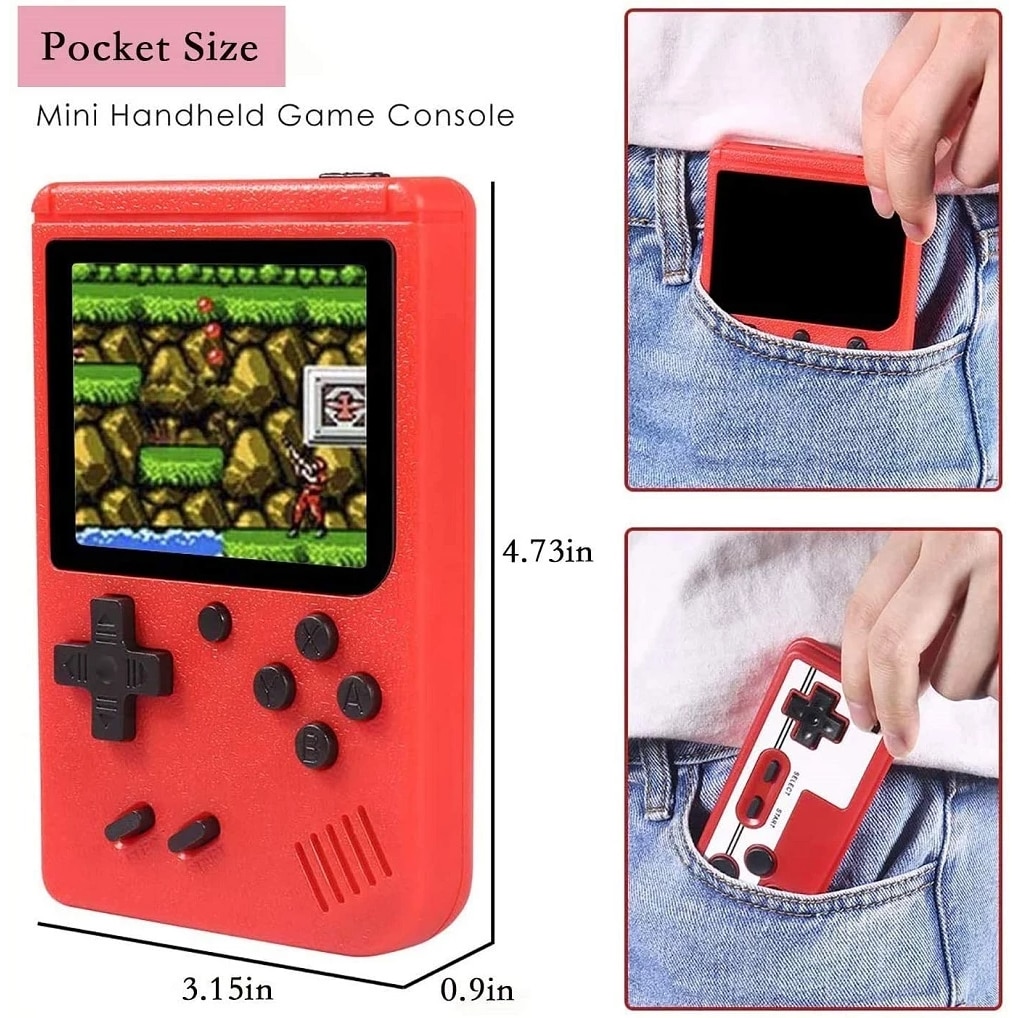 Consola SYNO Game Box, 400 jocuri, rotita volum, ecran LCD de 3.0", cablu AV pentru conectare televizor, incarcare Micro-USB, multiplayer jocurile copilariei, portabil, Rosu