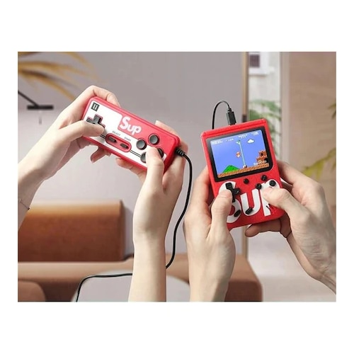 Consola SYNO Game Box, 400 jocuri, rotita volum, ecran LCD de 3.0", cablu AV pentru conectare televizor, incarcare Micro-USB, multiplayer jocurile copilariei, portabil, Rosu