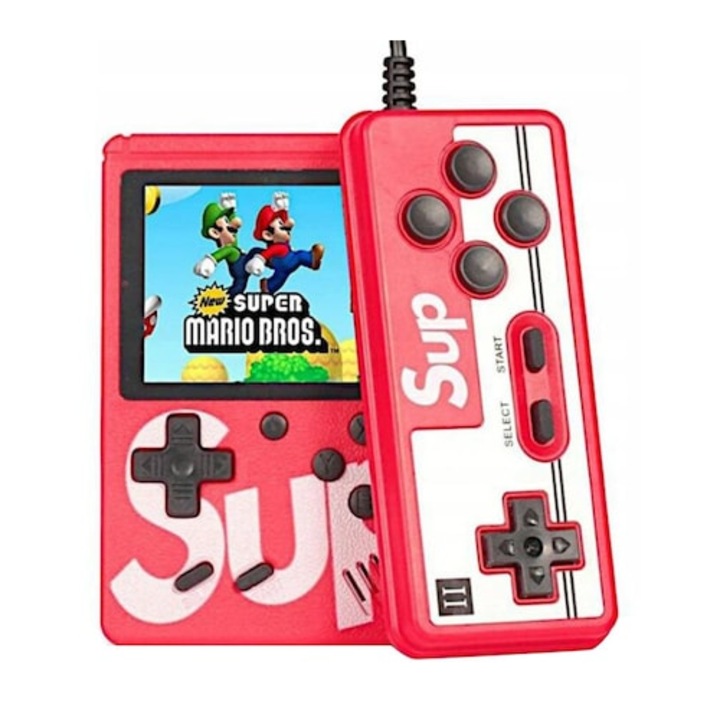Consola SYNO Game Box, 400 jocuri, rotita volum, ecran LCD de 3.0", cablu AV pentru conectare televizor, incarcare Micro-USB, multiplayer jocurile copilariei, portabil, Rosu