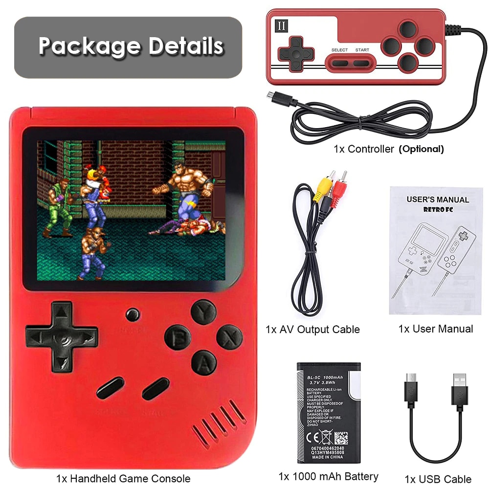 Consola SYNO Game Box, 400 jocuri, rotita volum, ecran LCD de 3.0", cablu AV pentru conectare televizor, incarcare Micro-USB, multiplayer jocurile copilariei, portabil, Rosu