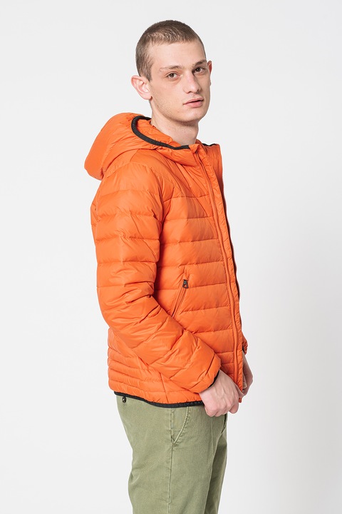 EA7, Kapucnis pihével bélelt télikabát, Narancssárga, XL