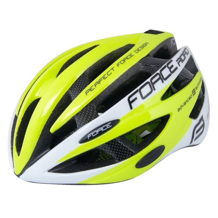 Force Road Kerékpáros sisak, L-XL méret, fluo/fehér