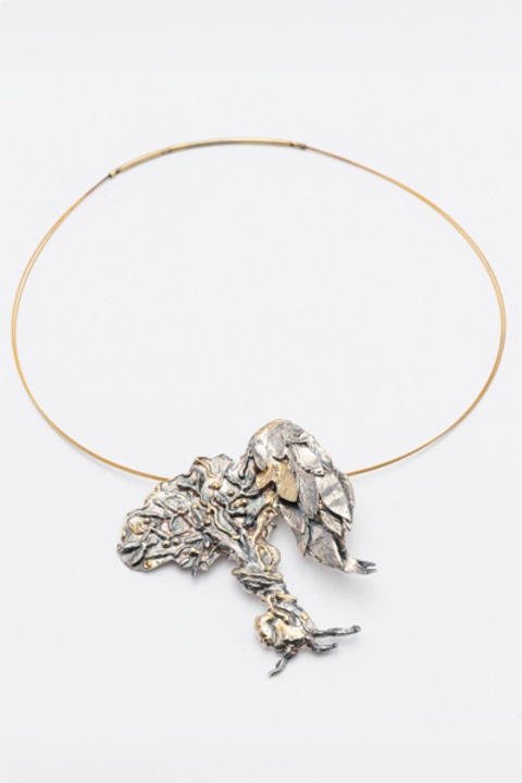 Brosa si pandant din argint 925, placat selectiv aur 14K, model Renasterea