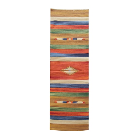 Covor lucrat manual cu franjuri, Dreptunghi, Multicolor, Bumbac impletit, 60 x 90 cm