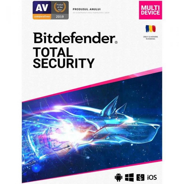 Антивирусна програма Bitdefender Total Security, 3 години, 10 устройства, Електронен лиценз