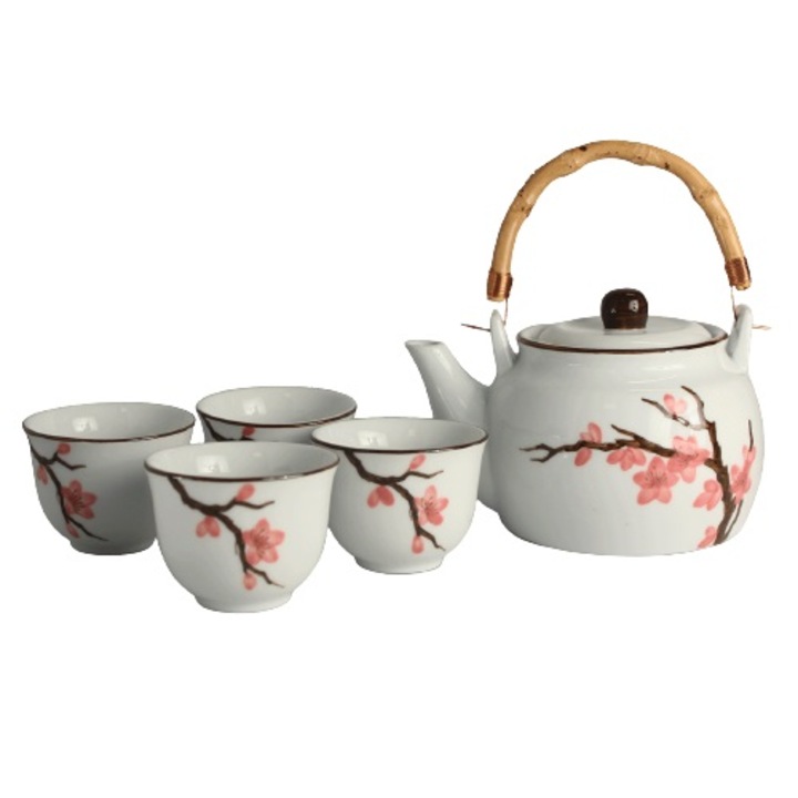Emro teáskanna és csésze készlet, 5 db, 800 ml, Sakura