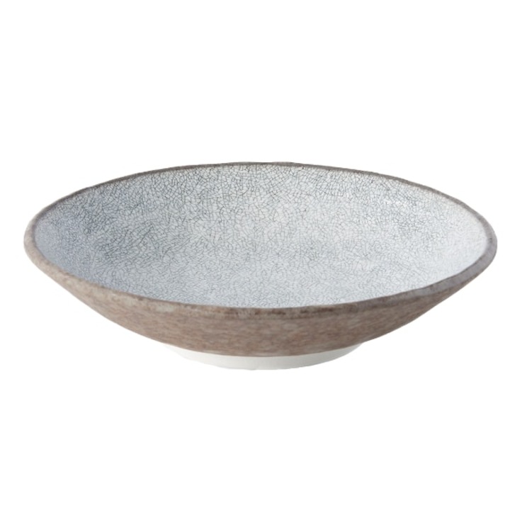 Bol Crazed Grey, MIJ, Ceramica, 24 cm, 900 ml, Gri/Maro