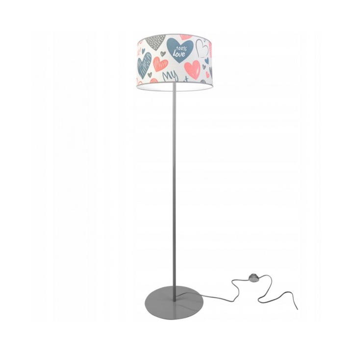 Lampadar Light Home, Metal, 153 cm, E27, Alb/Gri