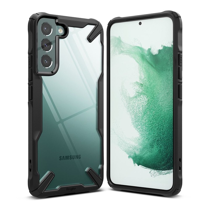AZIAO Tech X Design Case за Samsung Galaxy S22 Plus, Fusion Smart Protection, Anti-Impact, Extra Grip Texture, Anti-Drop Test, Military-Grade Protection, Black Titan