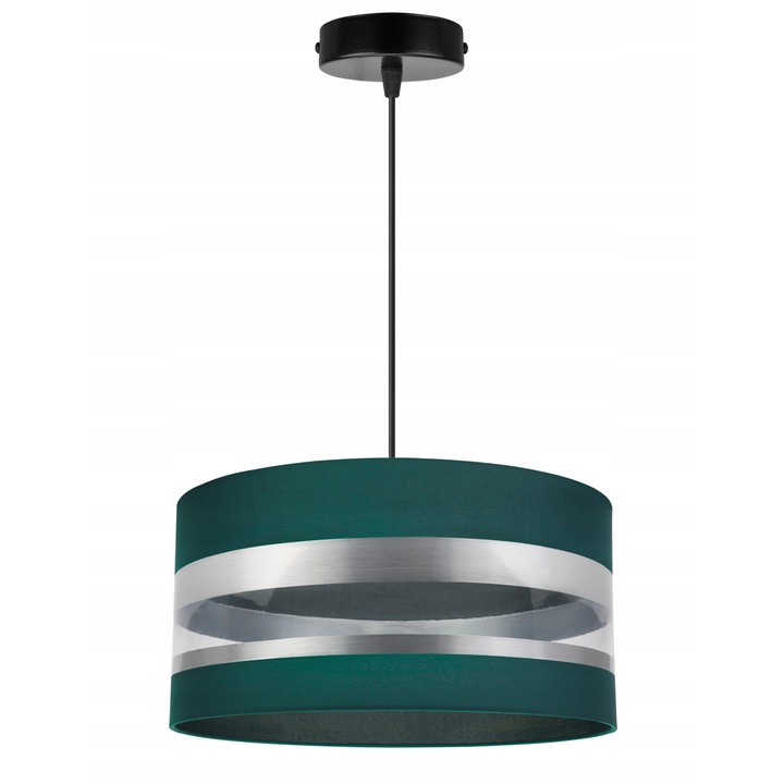 Plafoniera suspendata cu abajur, Light Home, Intense, reglabile, Lungime 90 cm, Abajur 40 cm, E27, 1 punct de lumina, material textil, Negru/Crom