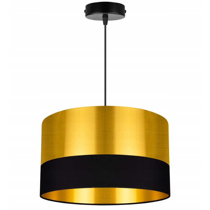 Plafoniera suspendata cu abajur, Light Home, Golden, reglabile, Lungime 90 cm, Latime 35 cm, Abajur 35 cm, E27, 1 punct de lumina, plastic, Auriu/Negru